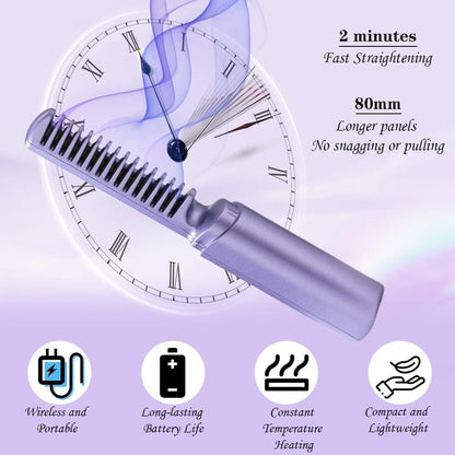 UrbanGooods: Meneflix Portable Mini Hair Straightener Cordless Rechargeable Mini Adjustable Hair Straightener Hot Comb