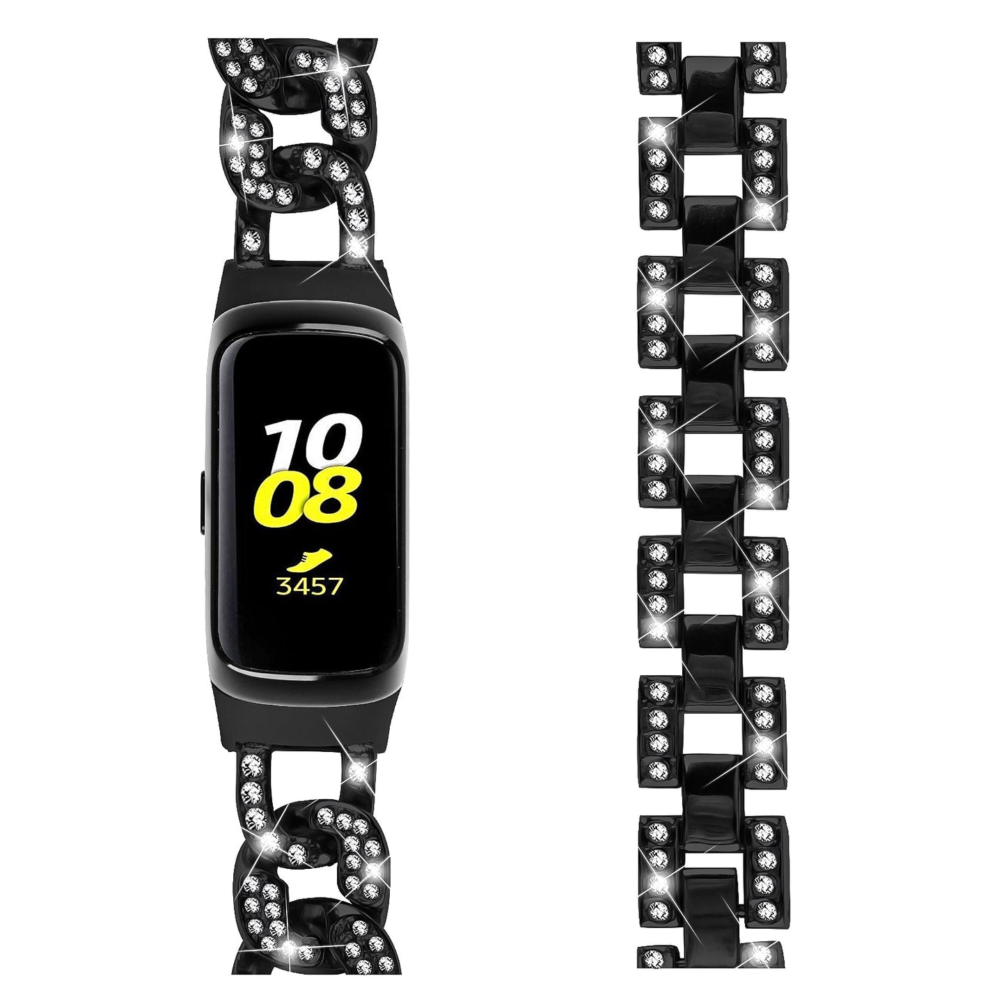 For Samsung Galaxy Fit SM-R370 Rhinestone Decor Watch Band Alloy Metal Jewelry Bracelet Wristband