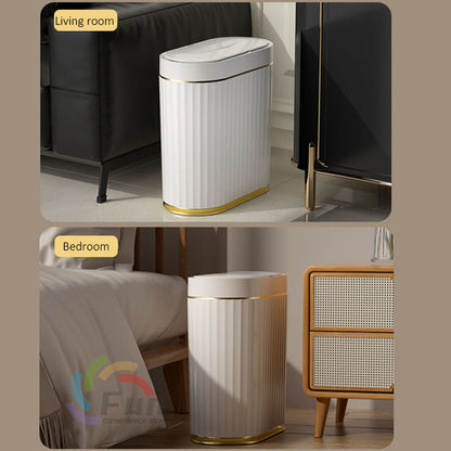 Smart Trash Can with Lid - Automatic Induction Bin for Bedroom, Living Room, and Kitchen Storage