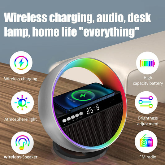 Multifunction RGB Night Light - Wireless Charger, Bluetooth Speaker & Ambience Lamp