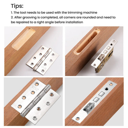 Wooden Door Hinge Hole Opener Hinge Positioning Slotter Multifunctional Hinge Lock Guide Plate Hole Opener with Spanner Bottom Cutter for Woodworking