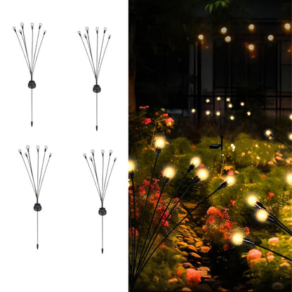 Solar Lights Outdoor 6 LED Crystal Lamp for Home Garden Waterproof Decoration