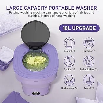 Portable Washing Machine 9L High Capacity with 3 Modes Deep Cleaning