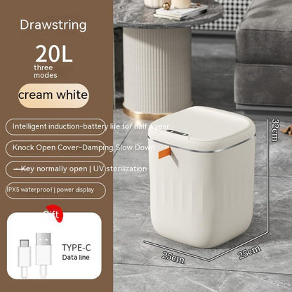 Smart Trash Can with Lid - Automatic Induction Bin for Bedroom, Living Room, and Kitchen Storage