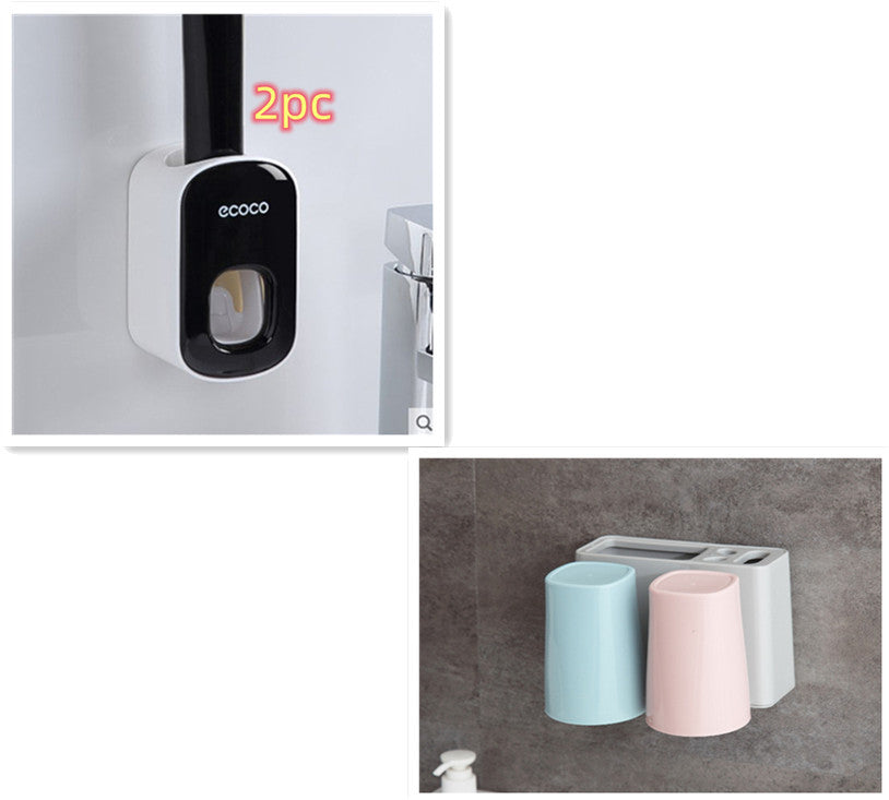 Wall-Mounted Automatic Toothpaste Dispenser & Bathroom Accessories Set