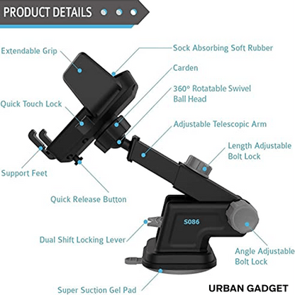 Holdezy™️ Adjustable Car Phone Holder with Suction Cup