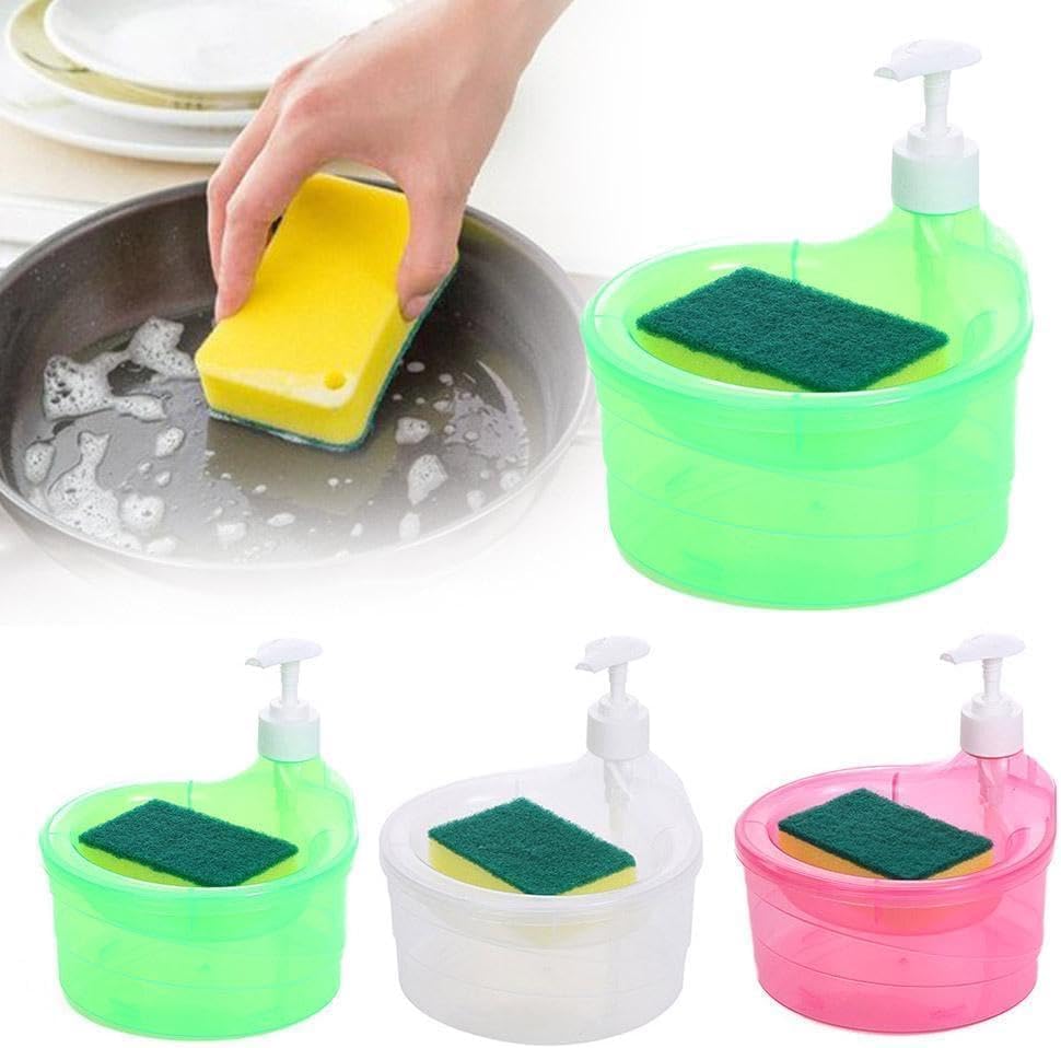 Double Layer 2 in 1 Liquid soap Dispenser with Pump and Sponge