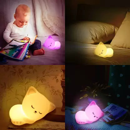 Sleeping Cat Night Light lamp for Kids Night Lamp  (10.8 cm, White)